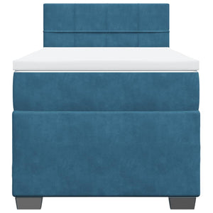 Κρεβάτι Boxspring με Στρώμα Μπλε 100x200 εκ. Βελούδινο