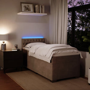 Κρεβάτι Boxspring με Στρώμα Ανοιχτό Γκρι 100x200 εκ. Βελούδινο - Pakobazaar
