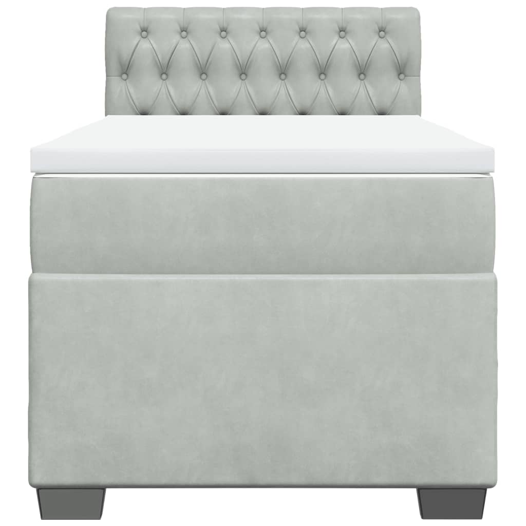 Κρεβάτι Boxspring με Στρώμα Ανοιχτό Γκρι 100x200 εκ. Βελούδινο - Pakobazaar