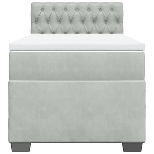 Κρεβάτι Boxspring με Στρώμα Ανοιχτό Γκρι 100x200 εκ. Βελούδινο - Pakobazaar