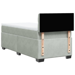 Κρεβάτι Boxspring με Στρώμα Ανοιχτό Γκρι 100x200 εκ. Βελούδινο - Pakobazaar