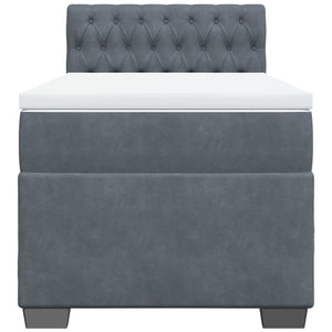 Κρεβάτι Boxspring με Στρώμα Σκούρο Γκρι 100x200 εκ. Βελούδινο - Pakobazaar