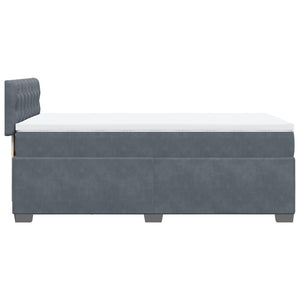 Κρεβάτι Boxspring με Στρώμα Σκούρο Γκρι 100x200 εκ. Βελούδινο - Pakobazaar