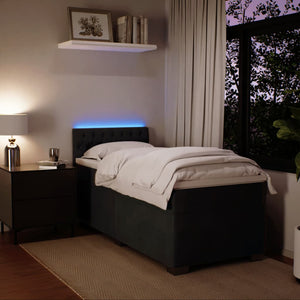 Κρεβάτι Boxspring με Στρώμα Μαύρο 100x200 εκ. Βελούδινο - Pakobazaar