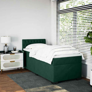Κρεβάτι Boxspring με Στρώμα Σκούρο Πράσινο 100x200εκ. Βελούδινο - Pakobazaar