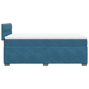 Κρεβάτι Boxspring με Στρώμα Μπλε 100x200 εκ. Βελούδινο