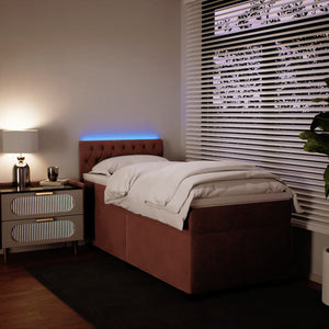 Κρεβάτι Boxspring με Στρώμα Ροζ 100x200 εκ. Βελούδινο - Pakobazaar