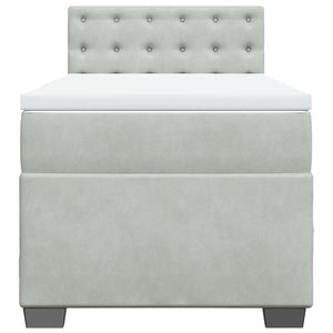 Κρεβάτι Boxspring με Στρώμα Ανοιχτό Γκρι 100x200 εκ. Βελούδινο - Pakobazaar