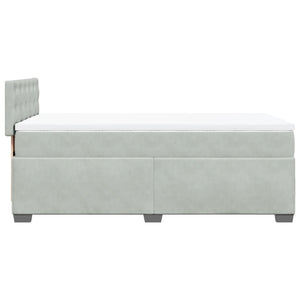 Κρεβάτι Boxspring με Στρώμα Ανοιχτό Γκρι 100x200 εκ. Βελούδινο - Pakobazaar