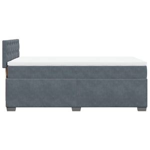 Κρεβάτι Boxspring με Στρώμα Σκούρο Γκρι 100x200 εκ. Βελούδινο - Pakobazaar