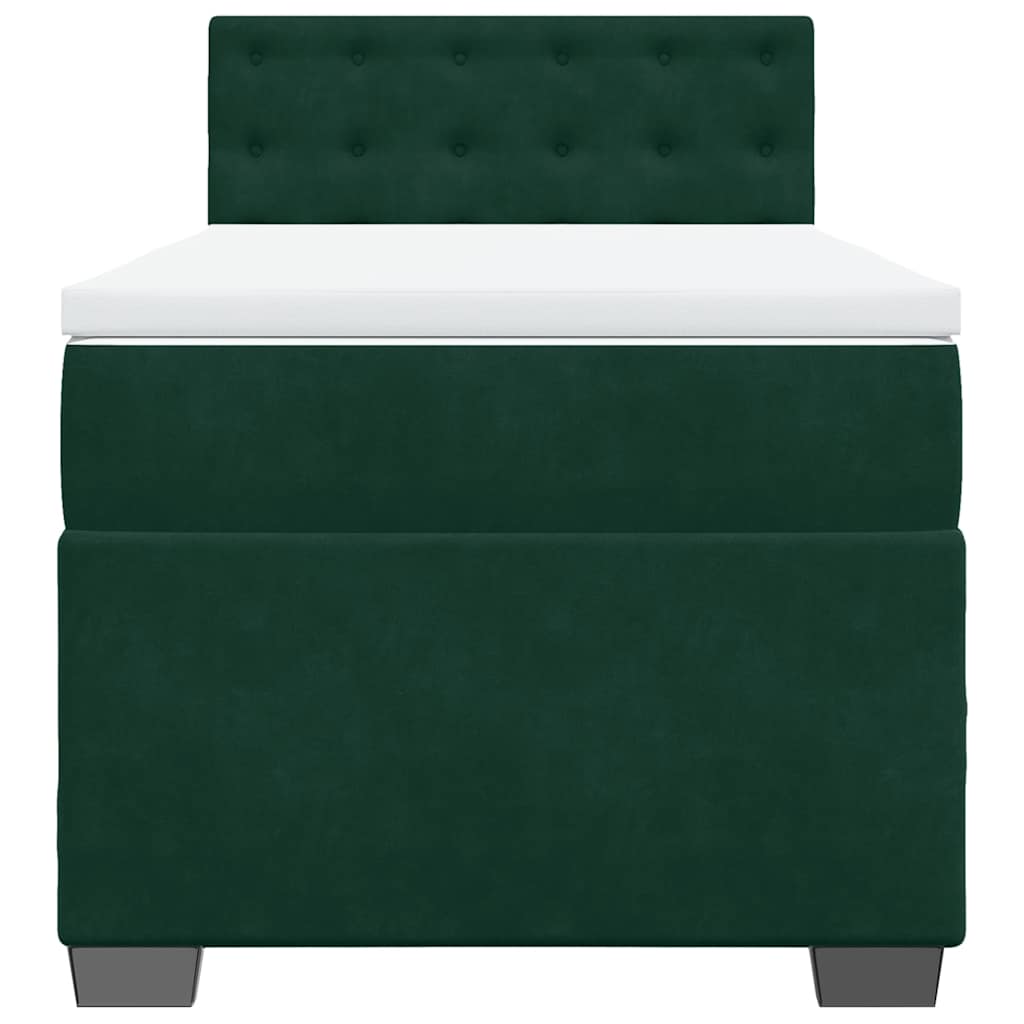 Κρεβάτι Boxspring με Στρώμα Σκούρο Πράσινο 100x200εκ. Βελούδινο