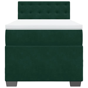 Κρεβάτι Boxspring με Στρώμα Σκούρο Πράσινο 100x200εκ. Βελούδινο