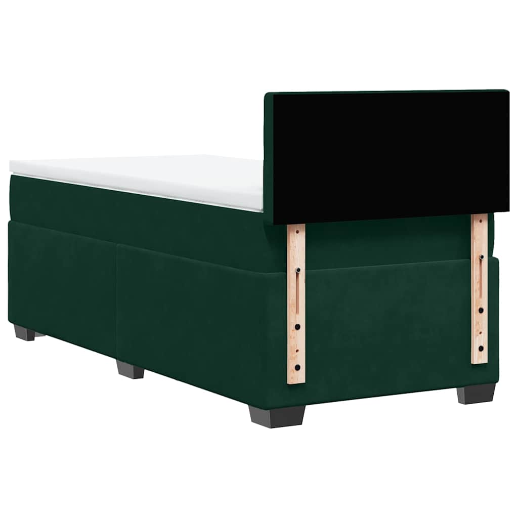 Κρεβάτι Boxspring με Στρώμα Σκούρο Πράσινο 100x200εκ. Βελούδινο
