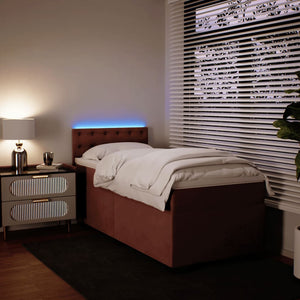 Κρεβάτι Boxspring με Στρώμα Ροζ 100x200 εκ. Βελούδινο - Pakobazaar