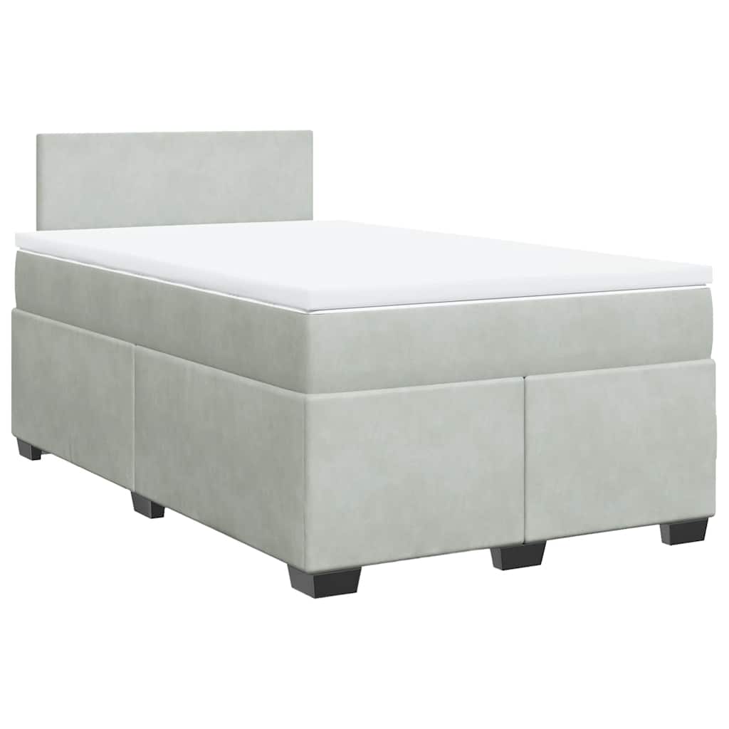 Κρεβάτι Boxspring με Στρώμα Ανοιχτό Γκρι 120x190 εκ. Βελούδινο - Pakobazaar