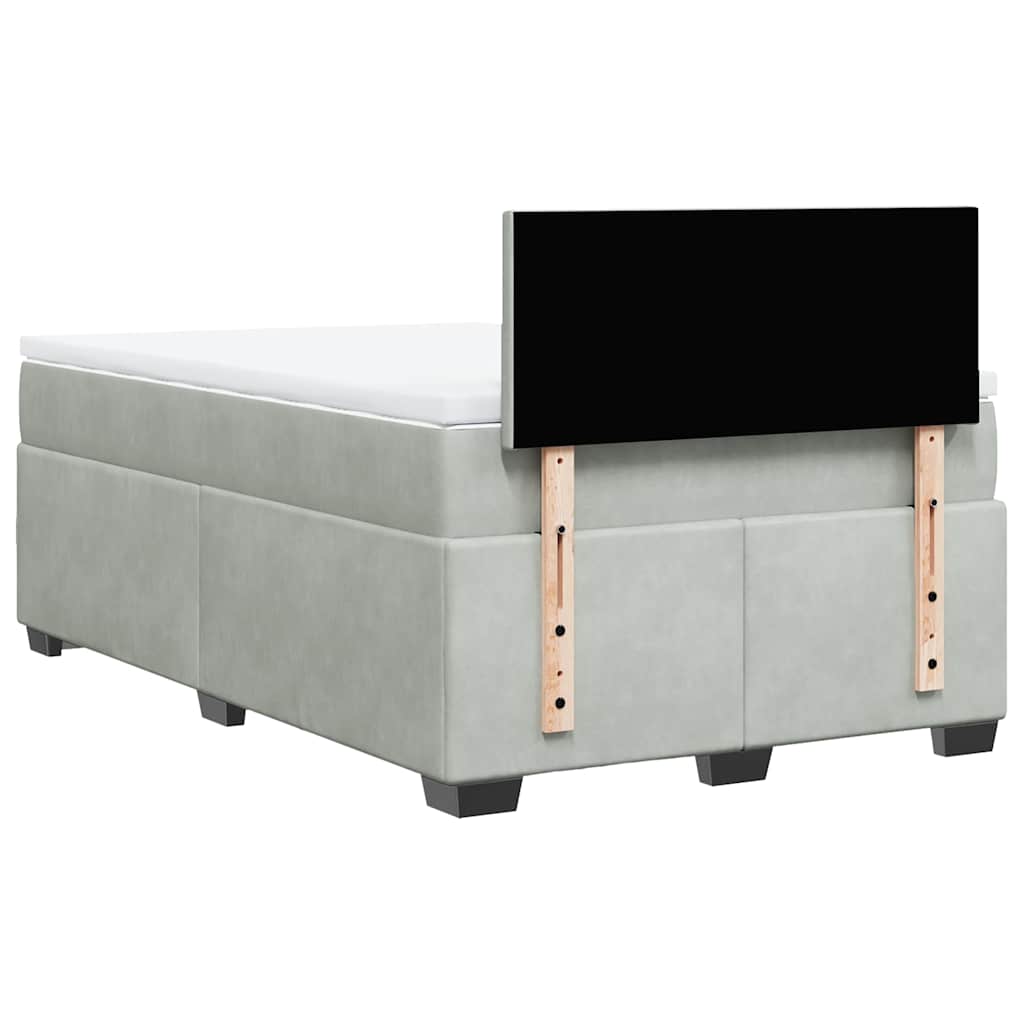 Κρεβάτι Boxspring με Στρώμα Ανοιχτό Γκρι 120x190 εκ. Βελούδινο - Pakobazaar