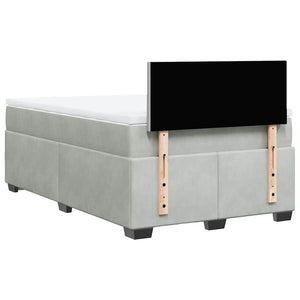 Κρεβάτι Boxspring με Στρώμα Ανοιχτό Γκρι 120x190 εκ. Βελούδινο - Pakobazaar