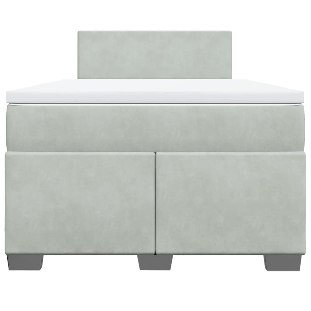 Κρεβάτι Boxspring με Στρώμα Ανοιχτό Γκρι 120x190 εκ. Βελούδινο - Pakobazaar