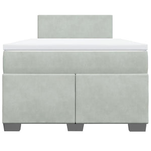 Κρεβάτι Boxspring με Στρώμα Ανοιχτό Γκρι 120x190 εκ. Βελούδινο - Pakobazaar