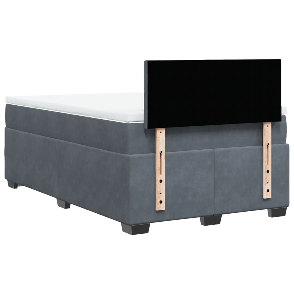 Κρεβάτι Boxspring με Στρώμα Σκούρο Γκρι 120x190 εκ. Βελούδινο - Pakobazaar