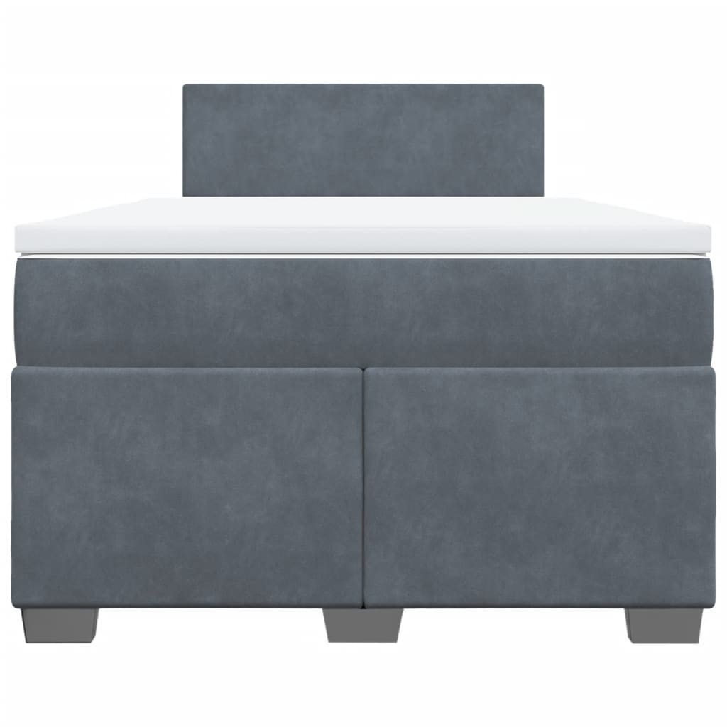 Κρεβάτι Boxspring με Στρώμα Σκούρο Γκρι 120x190 εκ. Βελούδινο - Pakobazaar