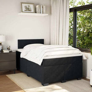 Κρεβάτι Boxspring με Στρώμα Μαύρο 120x190 εκ. Βελούδινο - Pakobazaar