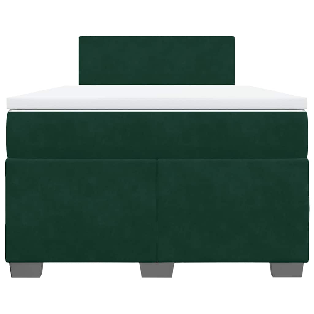 Κρεβάτι Boxspring με Στρώμα Σκούρο Πράσινο 120x190εκ. Βελούδινο - Pakobazaar