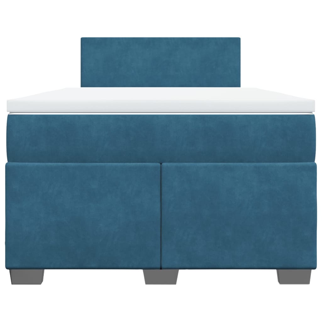 Κρεβάτι Boxspring με Στρώμα Μπλε 120x190 εκ. Βελούδινο - Pakobazaar