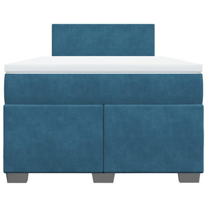 Κρεβάτι Boxspring με Στρώμα Μπλε 120x190 εκ. Βελούδινο - Pakobazaar