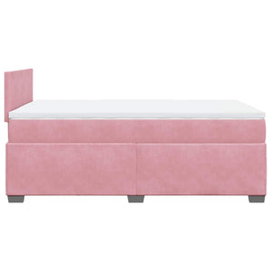 Κρεβάτι Boxspring με Στρώμα Ροζ 120x190 εκ. Βελούδινο - Pakobazaar