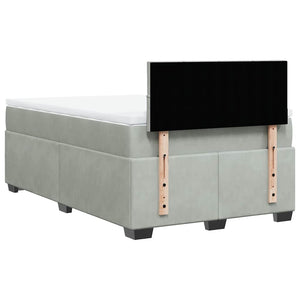 Κρεβάτι Boxspring με Στρώμα Ανοιχτό Γκρι 120x190 εκ. Βελούδινο - Pakobazaar