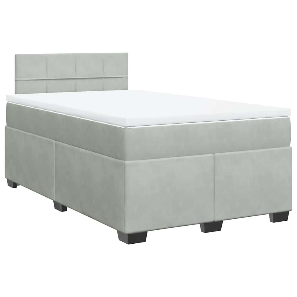 Κρεβάτι Boxspring με Στρώμα Ανοιχτό Γκρι 120x190 εκ. Βελούδινο - Pakobazaar