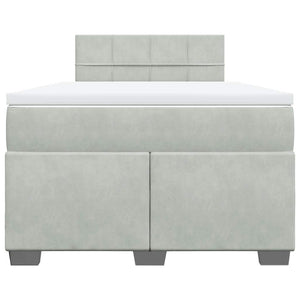 Κρεβάτι Boxspring με Στρώμα Ανοιχτό Γκρι 120x190 εκ. Βελούδινο - Pakobazaar