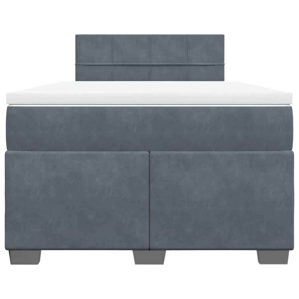 Κρεβάτι Boxspring με Στρώμα Σκούρο Γκρι 120x190 εκ. Βελούδινο - Pakobazaar