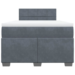 Κρεβάτι Boxspring με Στρώμα Σκούρο Γκρι 120x190 εκ. Βελούδινο - Pakobazaar