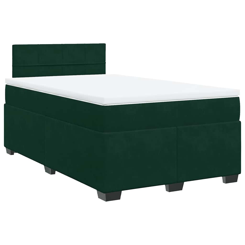Κρεβάτι Boxspring με Στρώμα Σκούρο Πράσινο 120x190εκ. Βελούδινο - Pakobazaar