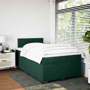 Κρεβάτι Boxspring με Στρώμα Σκούρο Πράσινο 120x190εκ. Βελούδινο - Pakobazaar