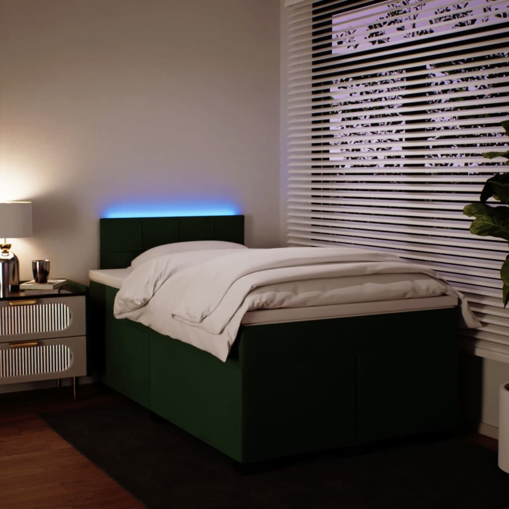 Κρεβάτι Boxspring με Στρώμα Σκούρο Πράσινο 120x190εκ. Βελούδινο - Pakobazaar