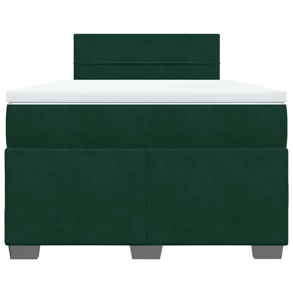 Κρεβάτι Boxspring με Στρώμα Σκούρο Πράσινο 120x190εκ. Βελούδινο - Pakobazaar