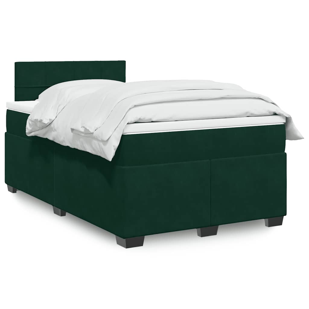 Κρεβάτι Boxspring με Στρώμα Σκούρο Πράσινο 120x190εκ. Βελούδινο - Pakobazaar