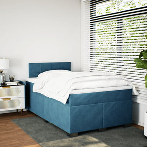 Κρεβάτι Boxspring με Στρώμα Μπλε 120x190 εκ. Βελούδινο - Pakobazaar