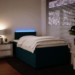 Κρεβάτι Boxspring με Στρώμα Μπλε 120x190 εκ. Βελούδινο - Pakobazaar
