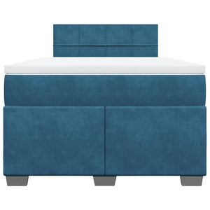 Κρεβάτι Boxspring με Στρώμα Μπλε 120x190 εκ. Βελούδινο - Pakobazaar