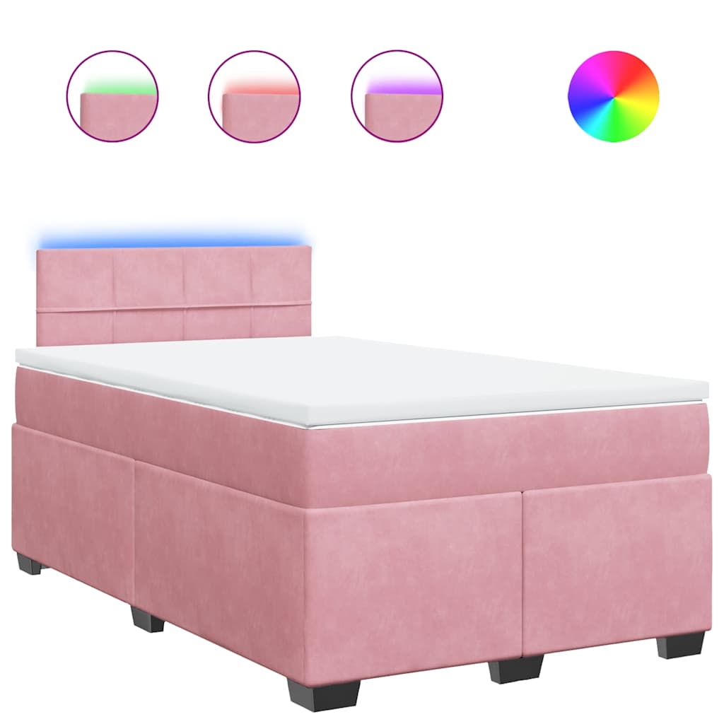 Κρεβάτι Boxspring με Στρώμα Ροζ 120x190 εκ. Βελούδινο