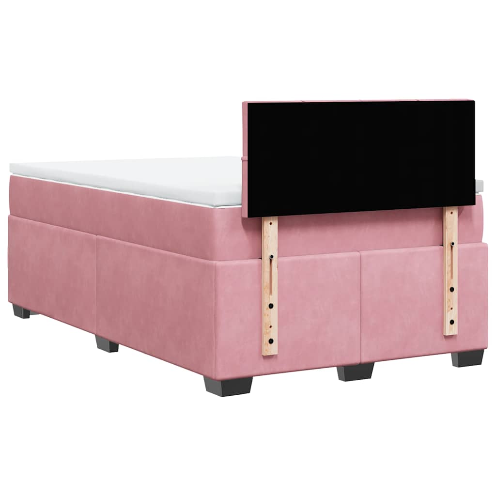 Κρεβάτι Boxspring με Στρώμα Ροζ 120x190 εκ. Βελούδινο
