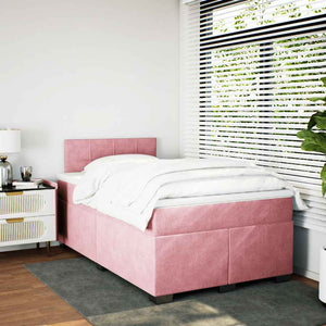 Κρεβάτι Boxspring με Στρώμα Ροζ 120x190 εκ. Βελούδινο