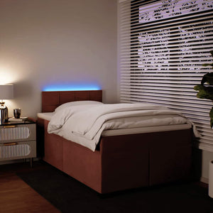 Κρεβάτι Boxspring με Στρώμα Ροζ 120x190 εκ. Βελούδινο