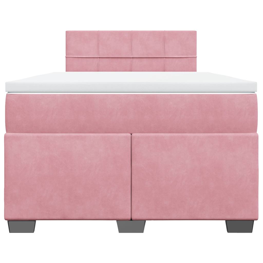 Κρεβάτι Boxspring με Στρώμα Ροζ 120x190 εκ. Βελούδινο