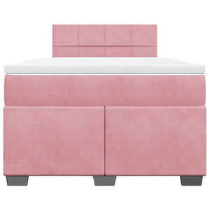 Κρεβάτι Boxspring με Στρώμα Ροζ 120x190 εκ. Βελούδινο