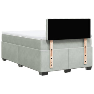 Κρεβάτι Boxspring με Στρώμα Ανοιχτό Γκρι 120x190 εκ. Βελούδινο - Pakobazaar